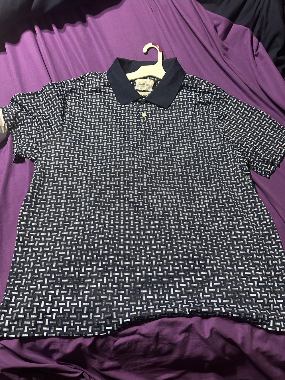 Goodfellow & Co Navy and White Geometric Polo